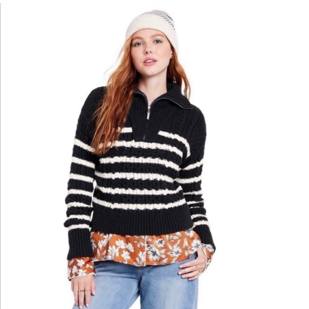 NWT La Ligne x Target quarter zip striped knit sweater